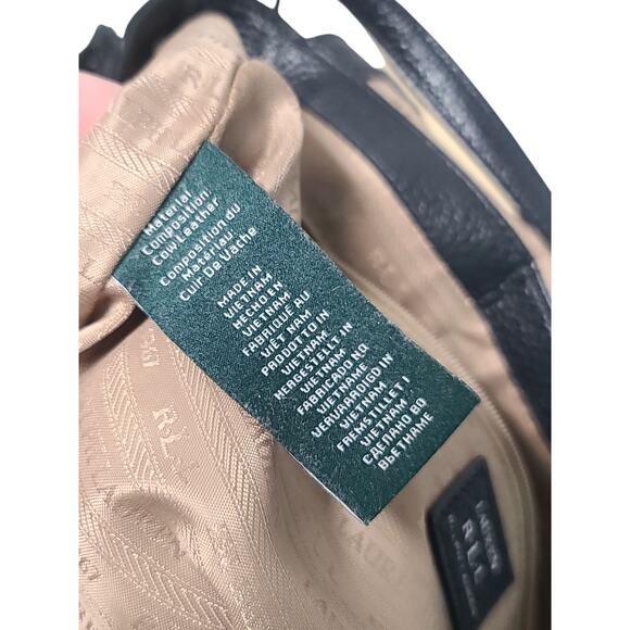 Lauren Ralph Lauren Pebble Leather Saddle Fringe Crossbody Bag Black GUC Flap - Picture 9 of 9